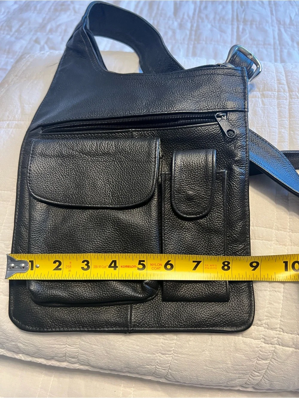 Black Vegan Leather Crossbody Cargo Messenger Bag - Unbranded